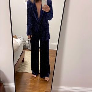 Zara blue Velvet suit worn once